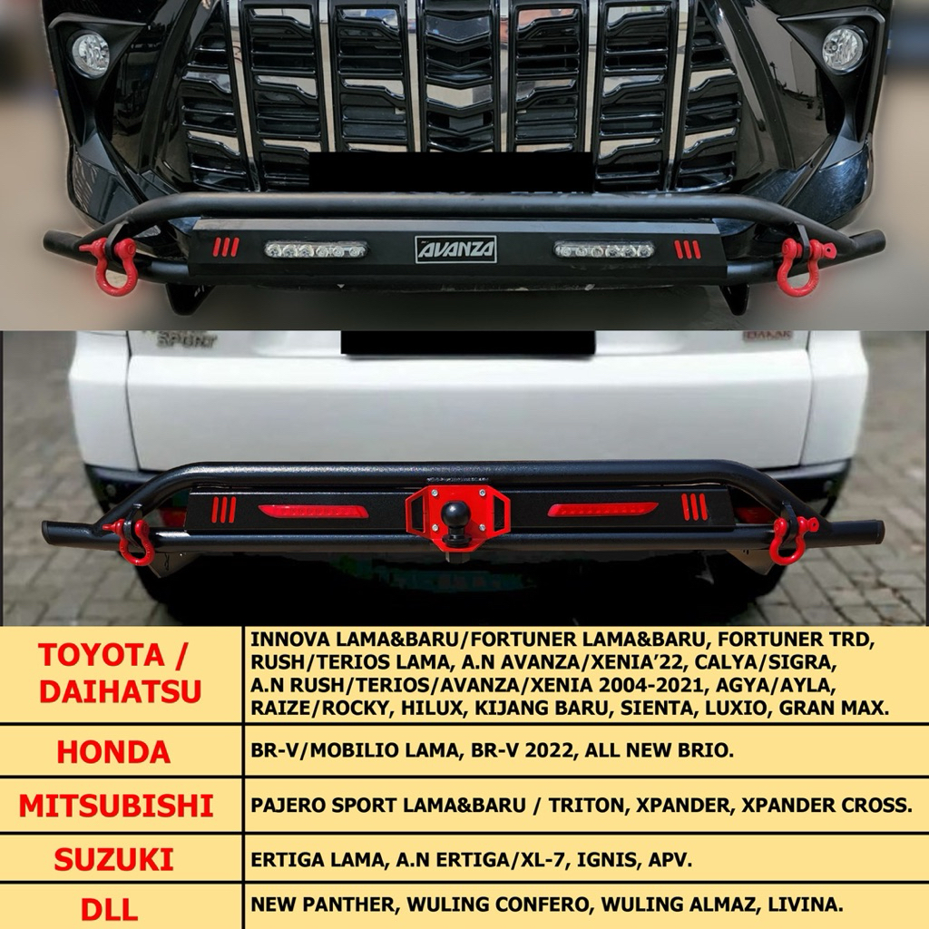Paket Tanduk Depan Towing Belakang Besi Pengaman Bumper Depan Belakang Model Rhino Armor Innova, For