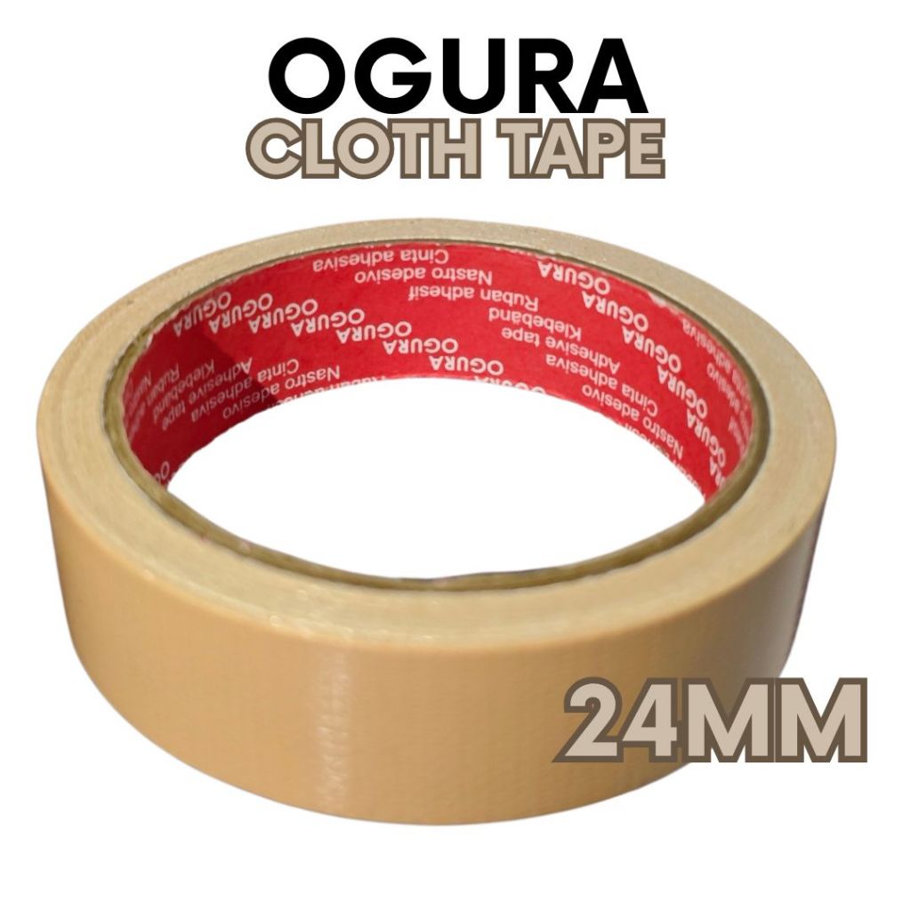 

OGURA Cloth Tape 1 Inci x 12 CREAM COKLAT lakban kain economis