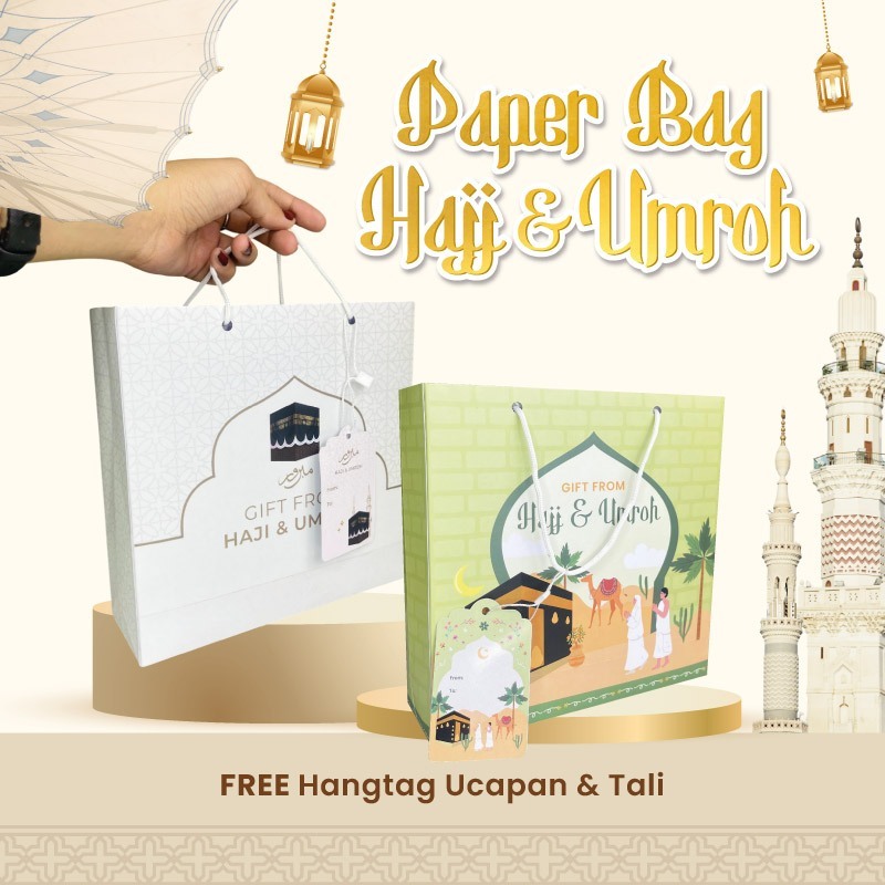 

Paperbag premium oleh oleh Haji Umroh /Tas bingkisan ukuran 19x6x19 cm