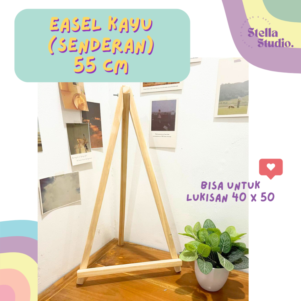 

Easel Kayu Senderan 55 cm (Tripod) Peralatan Melukis Paint By Number Bandung