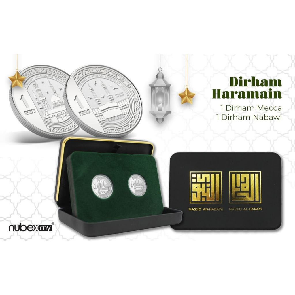 Koin Perak Nubex Malaysia Set 1 Dirham (2,975 gr) Masjid An-Nabawi & 1 Dirham (2,975 gr) Masjid Al-H