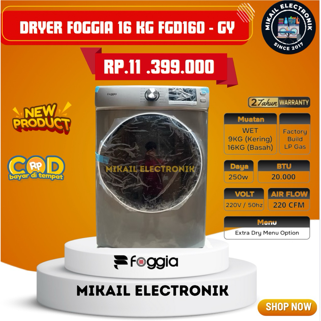 MESIN PENGERING DRYER LAUNDRY FOGGIA 16 KG KOMERISIL
