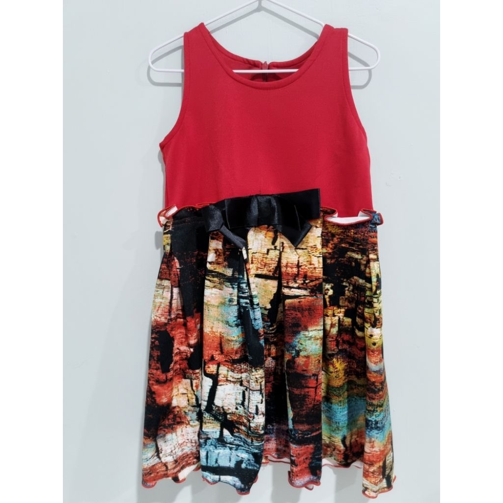 PRELOVED Dress Anak - Dress Anak Tanpa Lengan - Dress Anak Casual - Dress Anak Merah Maroon - Gaun A