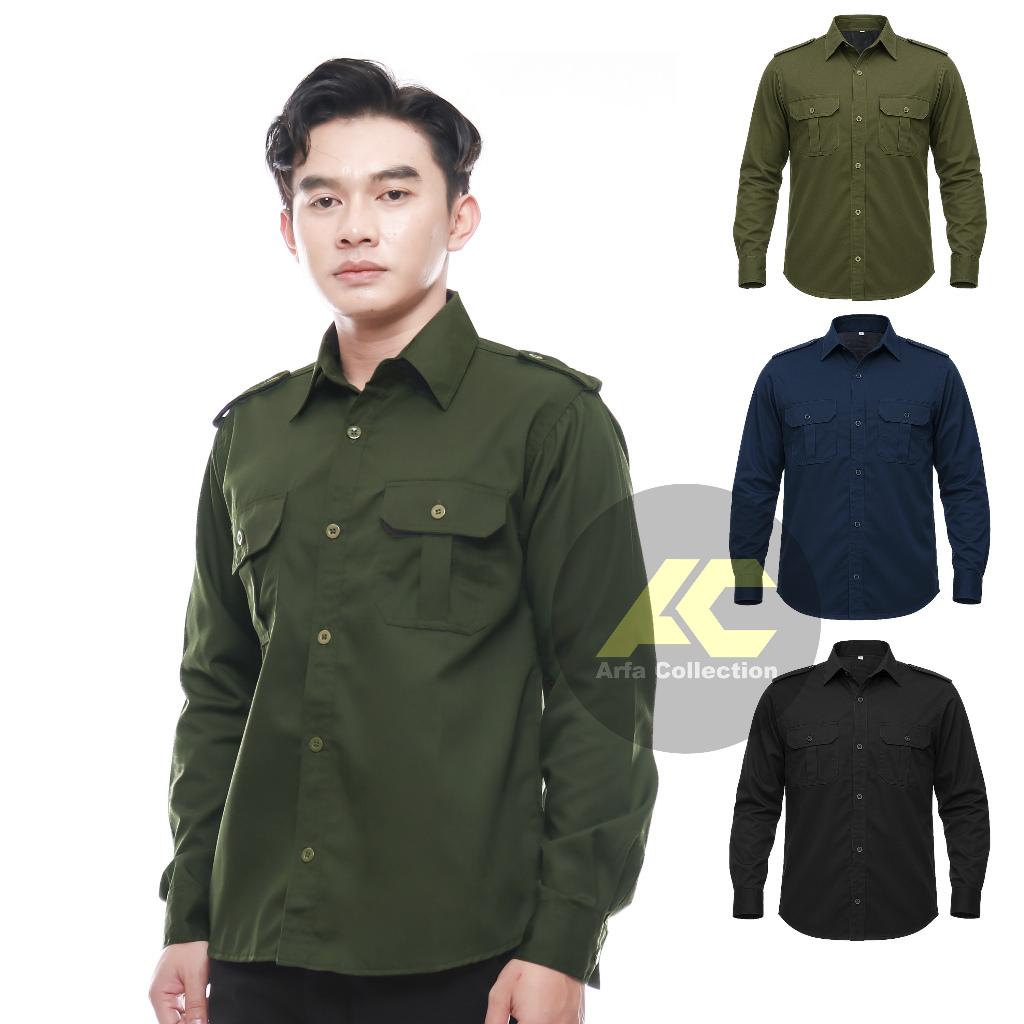 Kemeja PDL Baju PDH Pria Wanita Baju PDL Seragam Atasan PDL Lapangan Lengan Panjang Kemeja Safari Se
