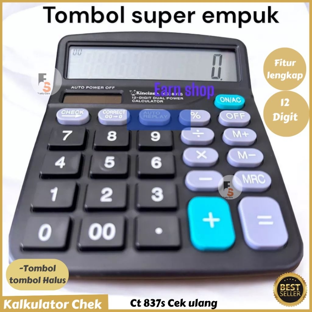

Kalkukator Dagang 12 Digit Layar Besar 2 Dual Power Cek Ulang Ct 837 s