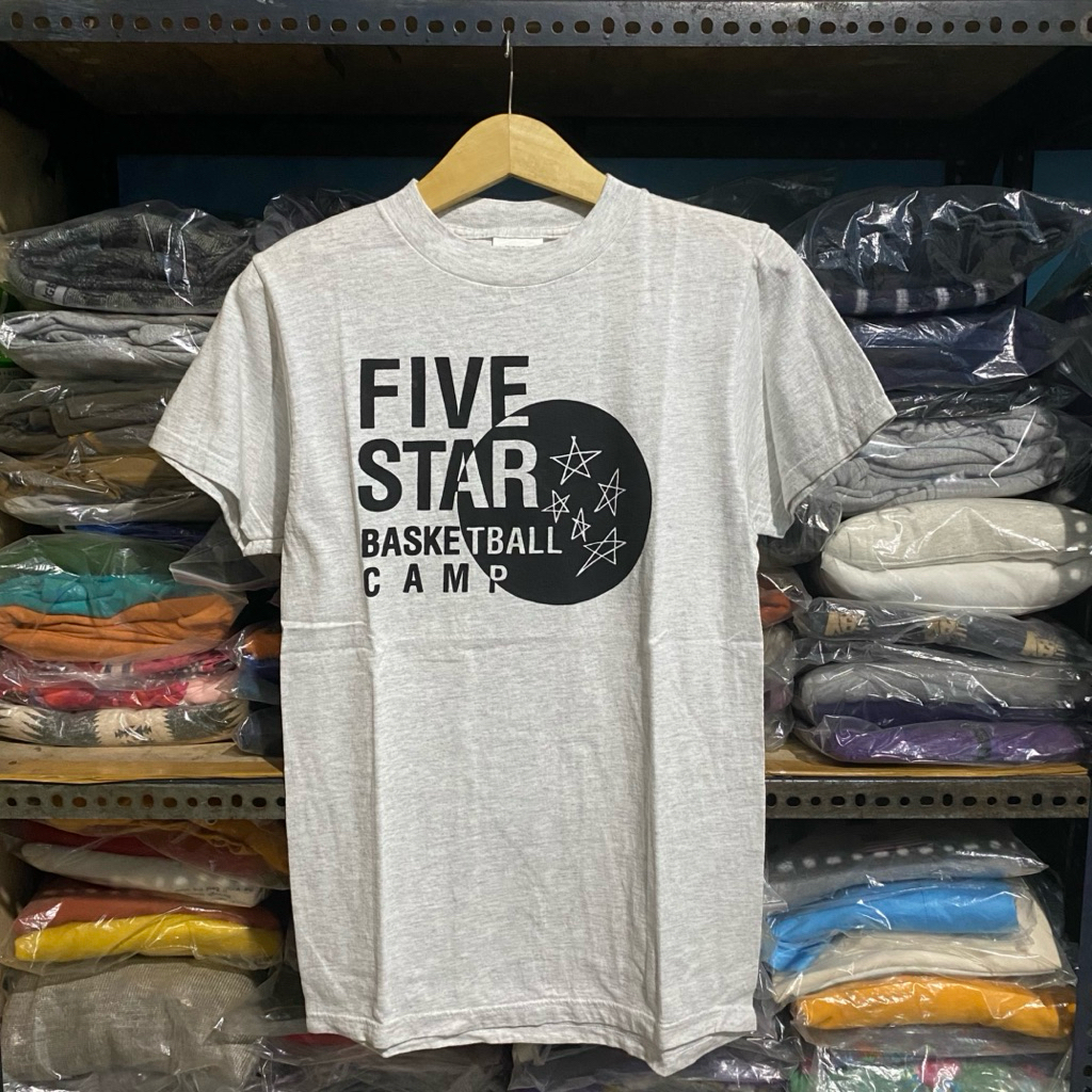 Vintage Converse Five Star Basketball Camp T' Grey Size S 71x45 Made in USA