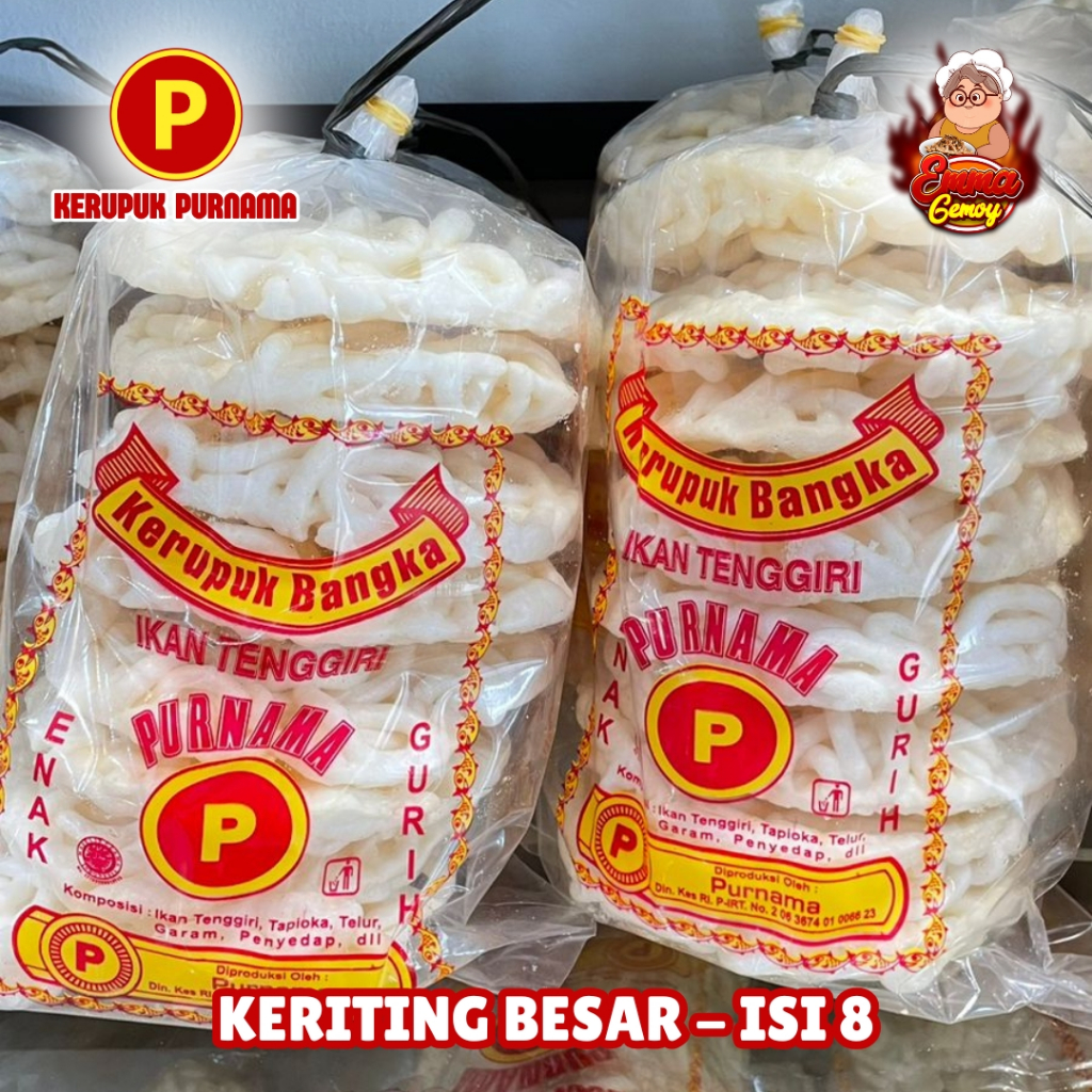 

Kerupuk Bangka Keriting Besar Ikan Tenggiri Isi 8 Snack Jajanan Emma Gemoy