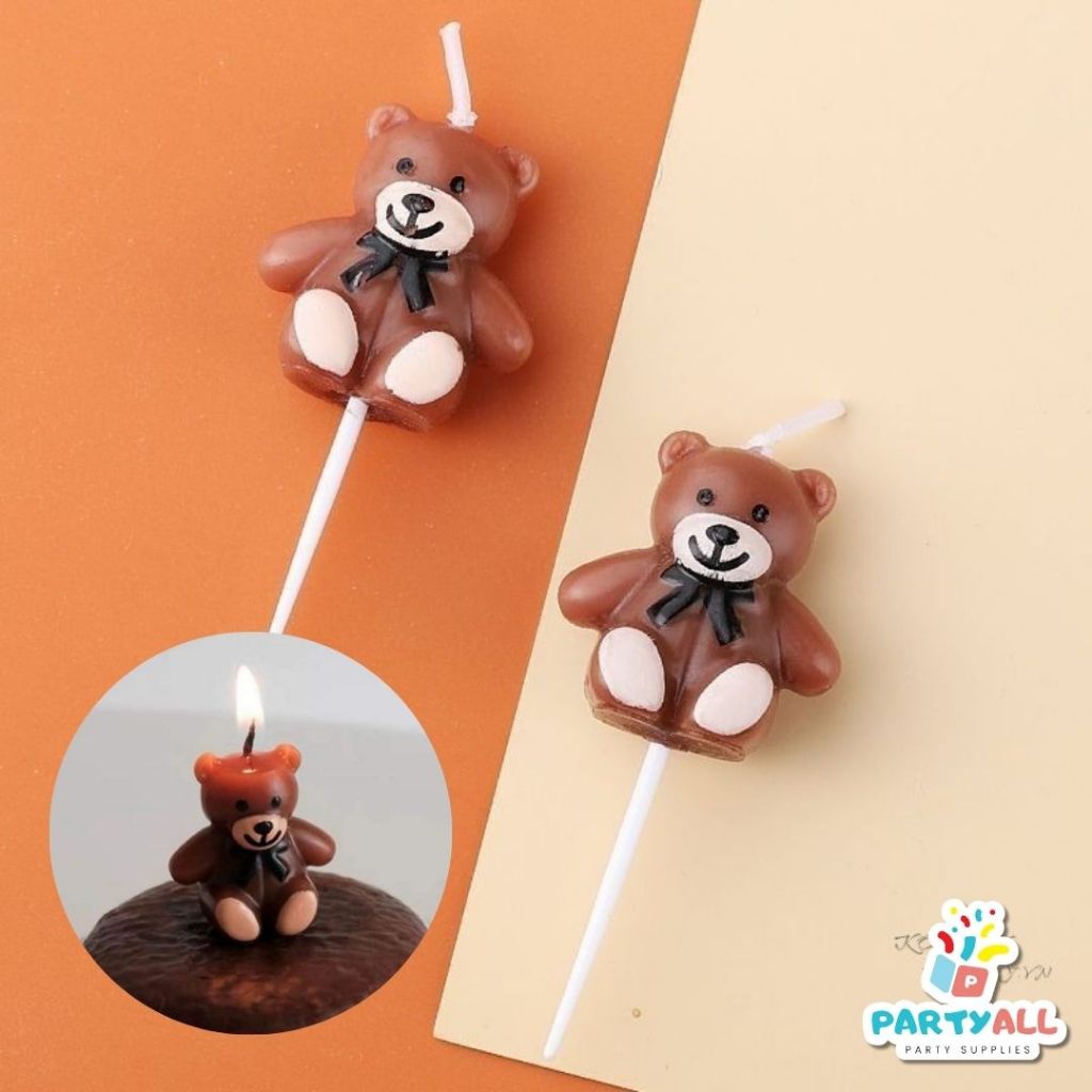 Lilin Ulang Tahun Bentuk Beruang Teddy Bear Korean Topper Kue Ulang Tahun - PartyAll