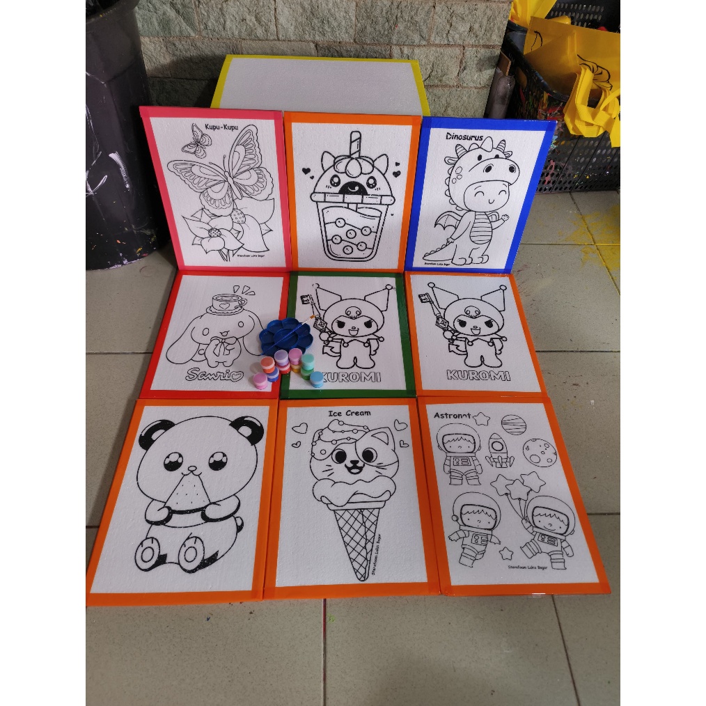 

KODE E73U paket lengkap terofoam lukis 3x4x1 mewarnai styrofoam termurah belajar mewarnai