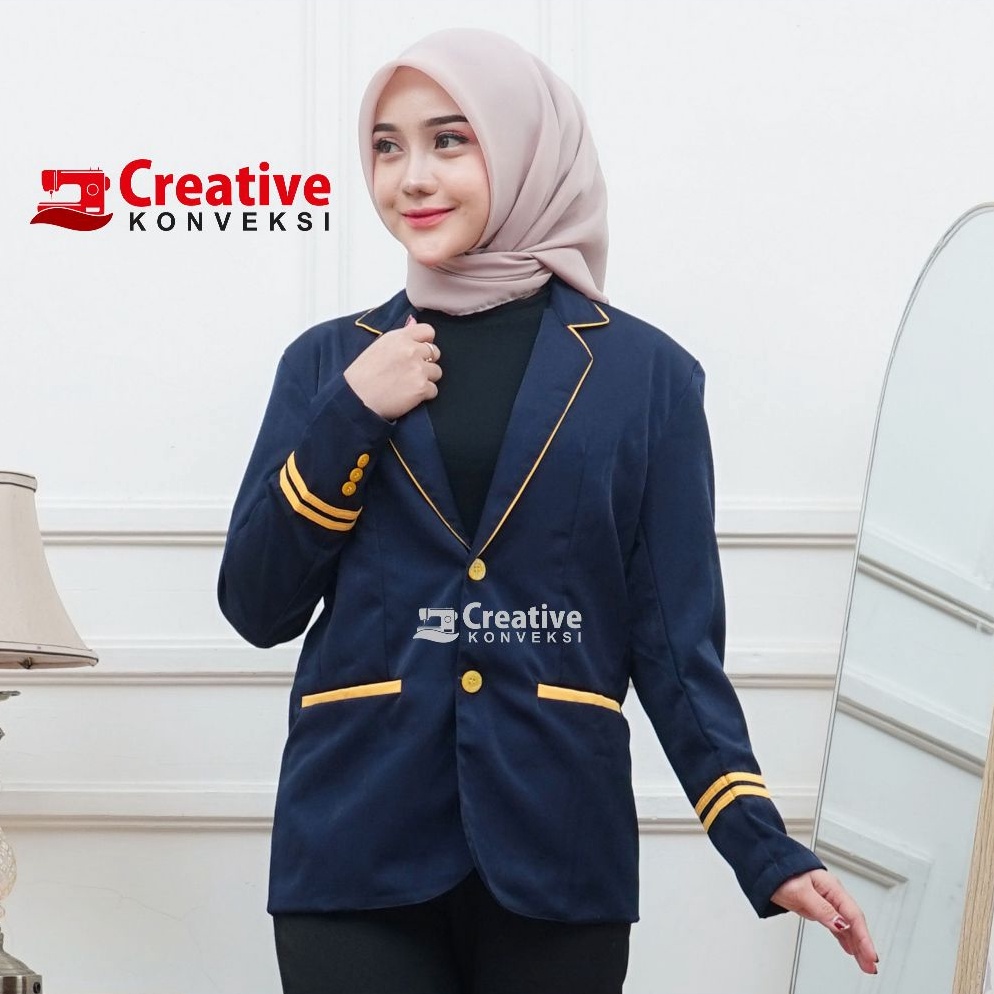 Jas Almamater navy lis kuning Jas Osis Jas Sekolah SMP rohis Jas Almamater Sekolah OSIS Irmas KODE C