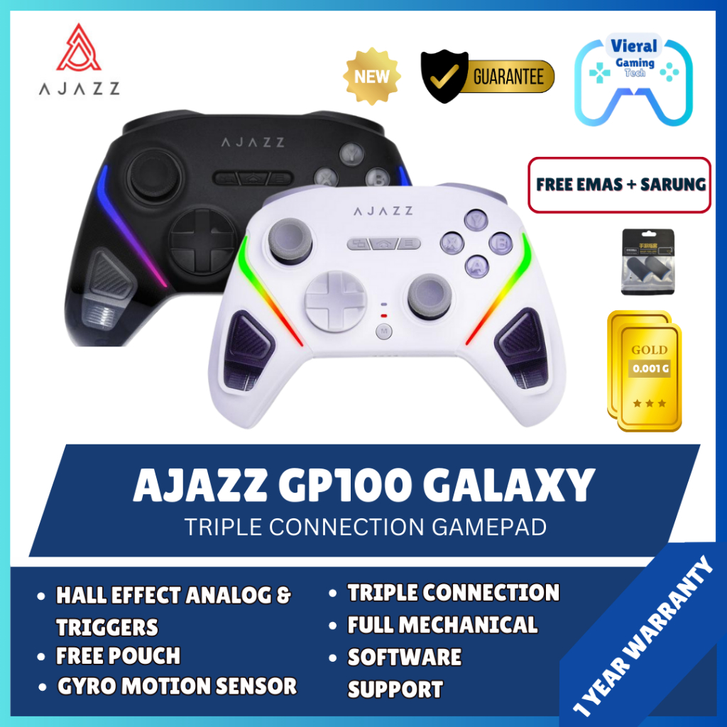 Ajazz GP100 / GP-100 Galaxy Wireless Gamepad Mechanical Switch Triple Connection Hall Effect