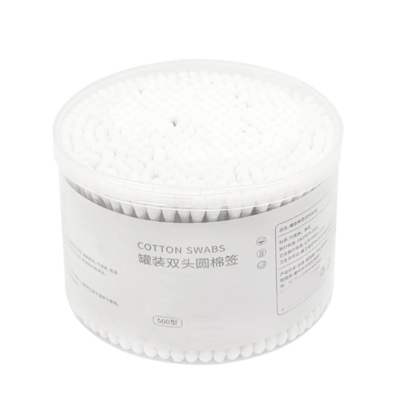 #14 Cotton bud , pembersih telinga isi 300pcs tabung, Cotton Bud Pegangan Bahan Kayu
