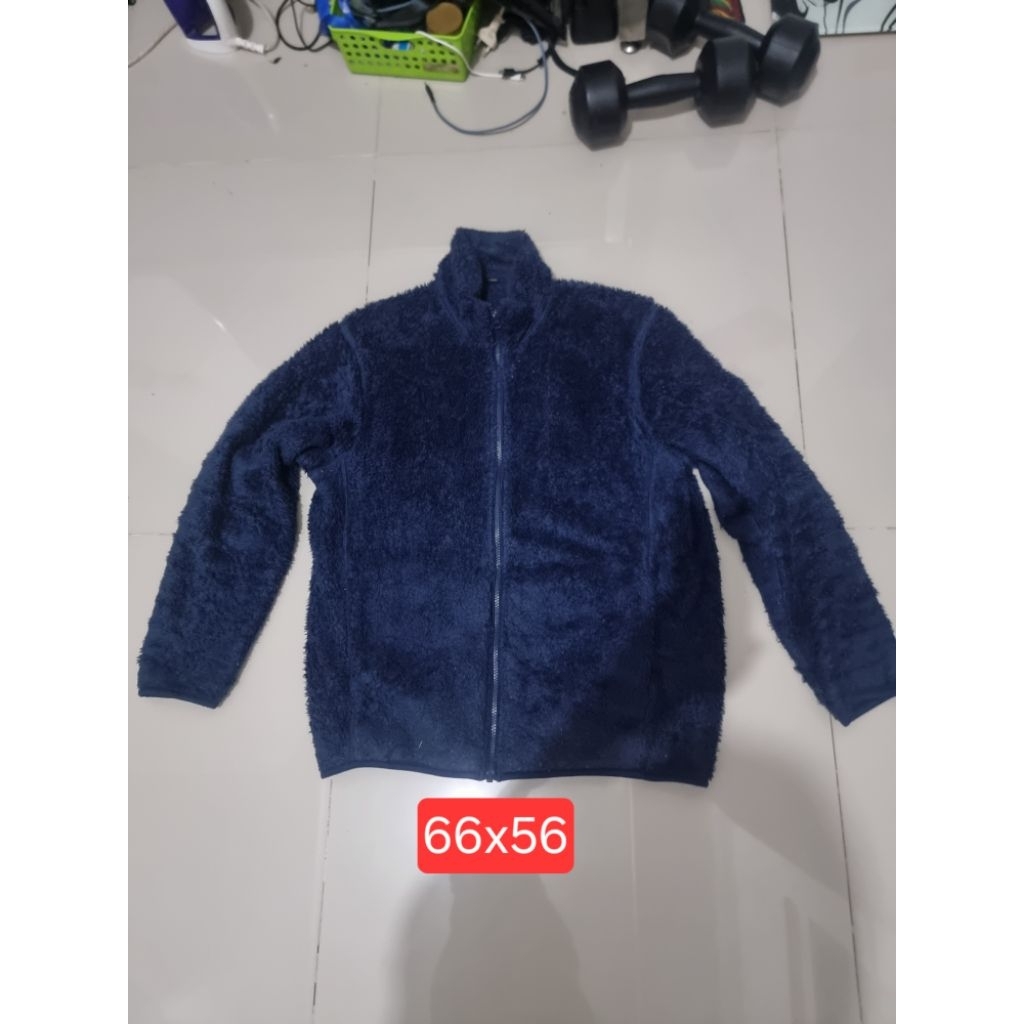 jaket uniqlo sherpa navy