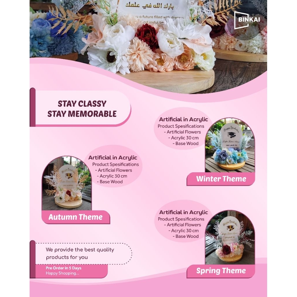 Buket Wisuda Akrilik Bunga Artifisial