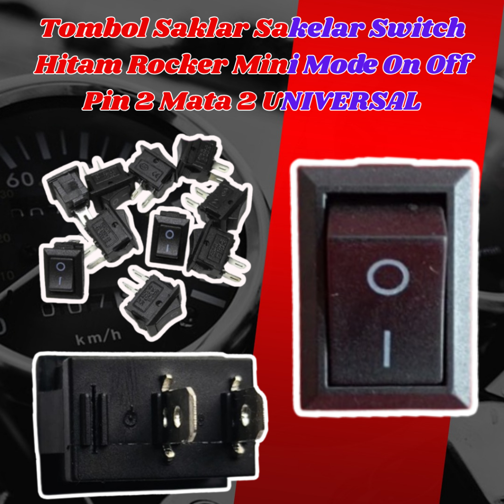 Tombol Saklar Sakelar Switch Hitam Rocker Mini Mode On Off Pin 2 Mata 2 UNIVERSAL