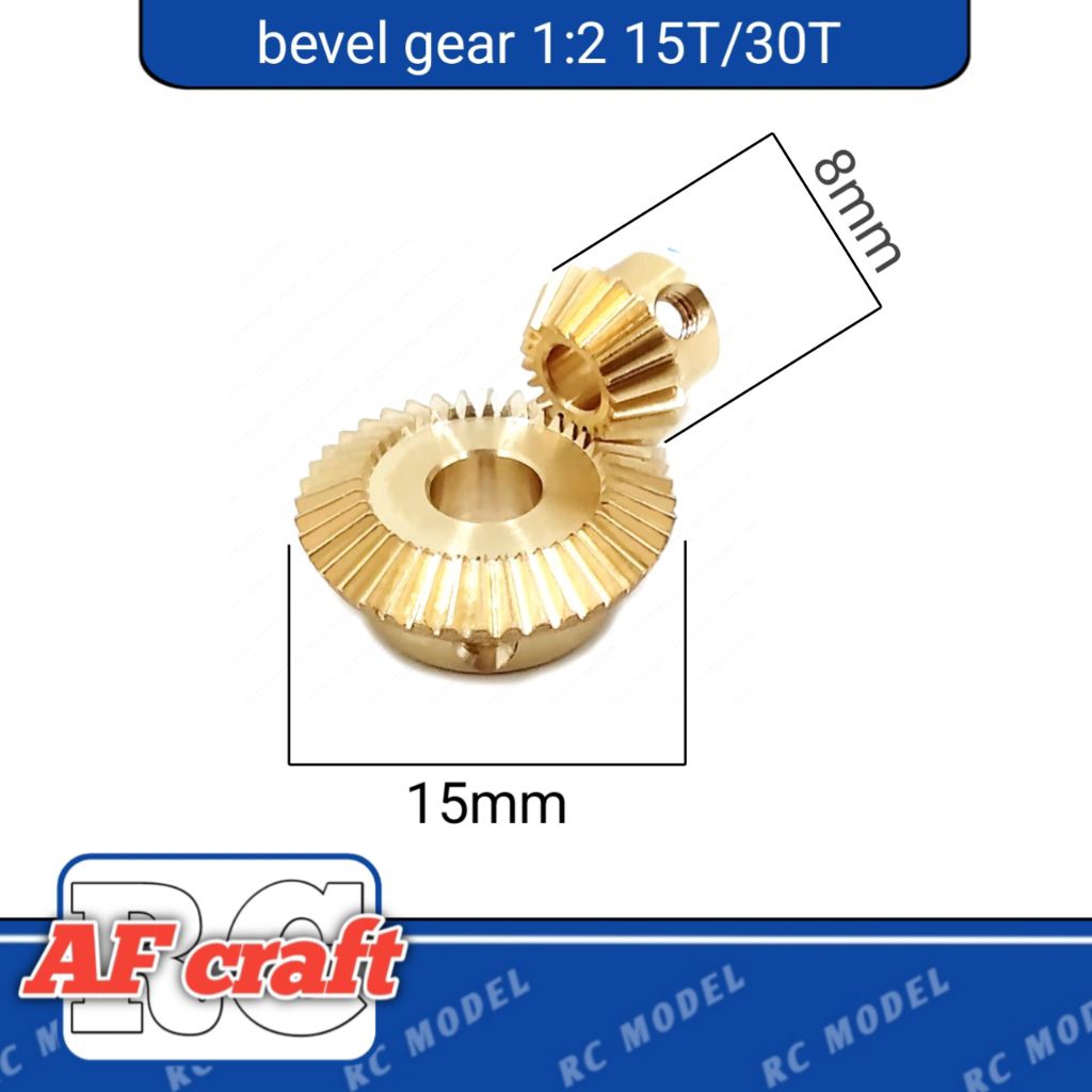 bevel gear 90° 1:2 15T 3mm/30T 4mm 1pair