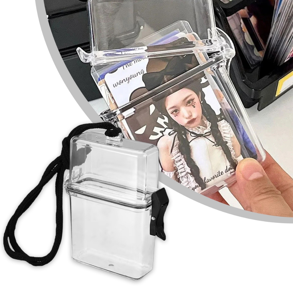 Kotak photocard transparan Plastik Portable Kpop Wadah Photocard Toploader Halter Ins Multifungsi