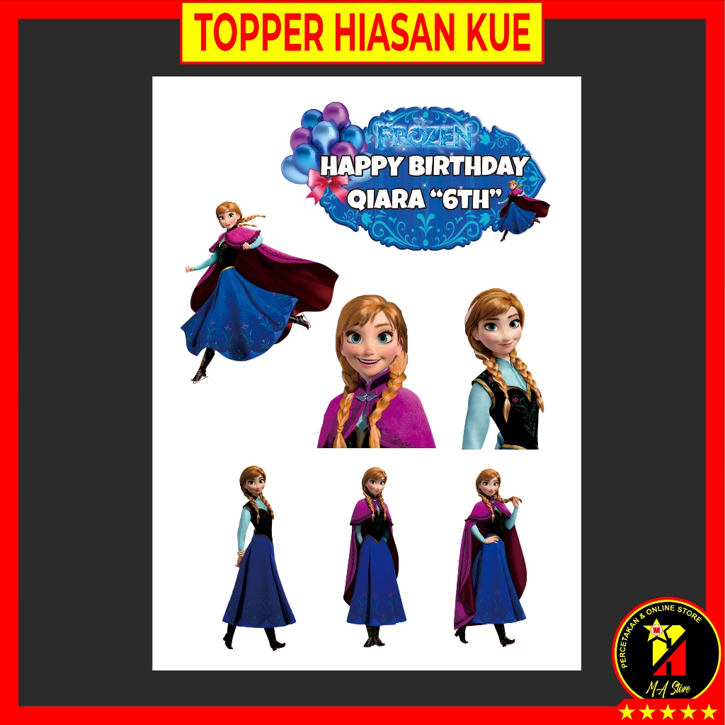 

Topper Hiasan Kue Frozen Anna Bahan Kertas Foto Kualitas Glossy