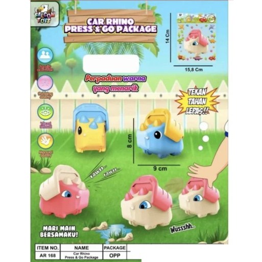 Mainan Cartoon Press & Go Car Rhino AR168