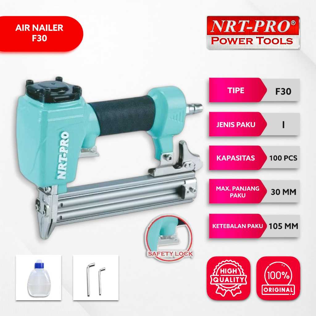 

MESIN NRT PRO F30 AIR NAILER MESIN PAKU TEMBAK STAPLES ANGIN NRT PRO F30 PAKU I LURUS