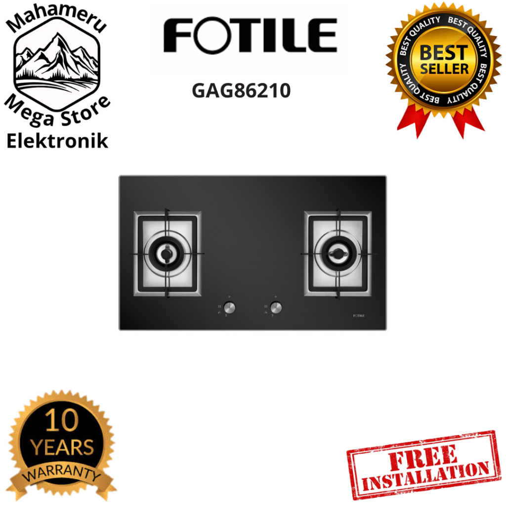 Fotile Kompor Tanam GAG86210 Built In Gas Hob Kompor Gas 2 Tungku