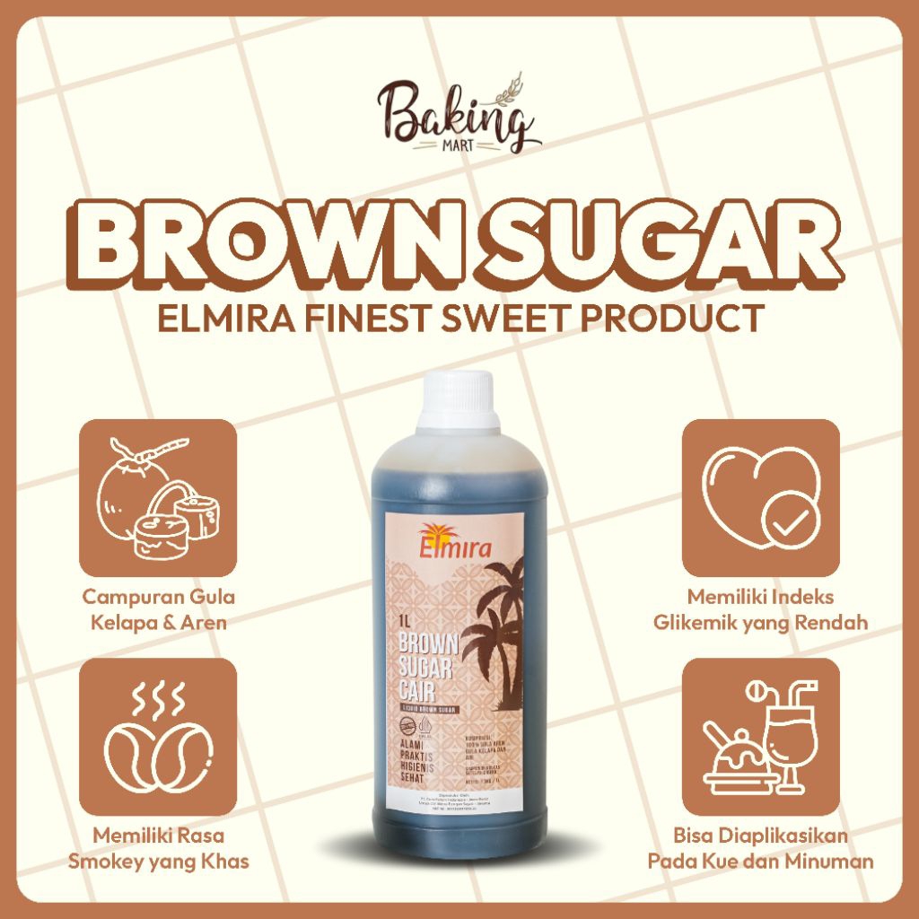 

Brown Sugar Aren Cair 1 liter Elmira / Gula kelapa mix aren cair