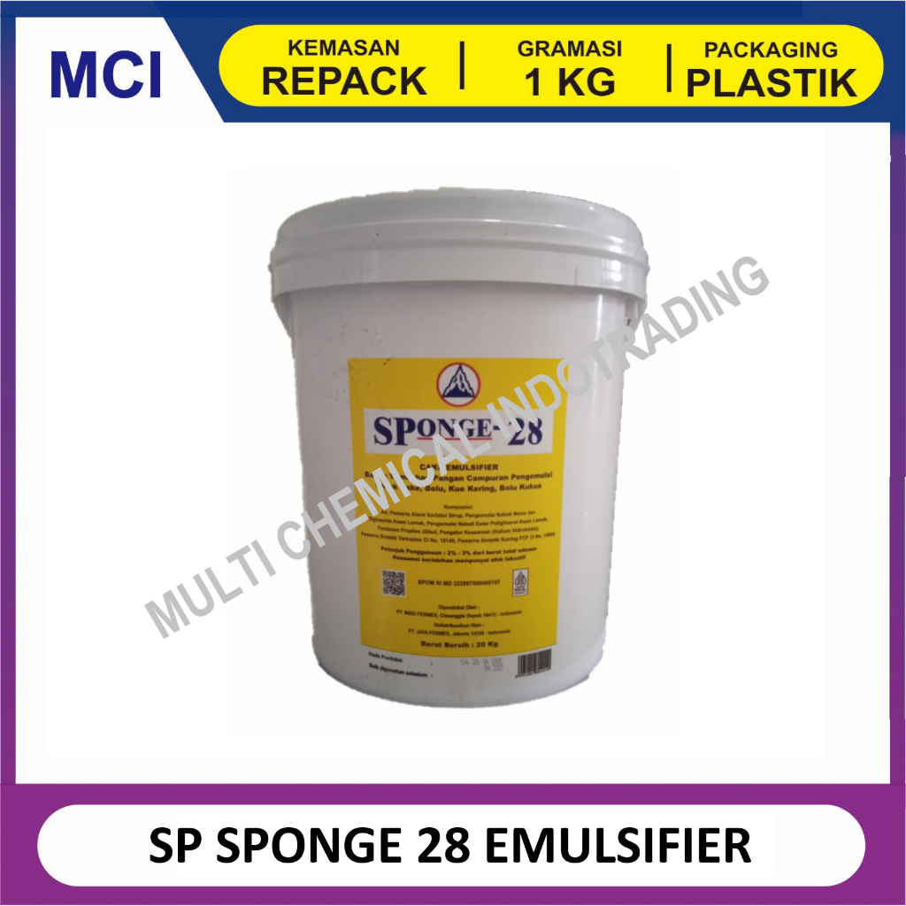 

SP SPONGE 28 CAKE EMULSIFIER PENGEMULSI / PENSTABIL / PELEMBUT KUE - REPACK 1 KG