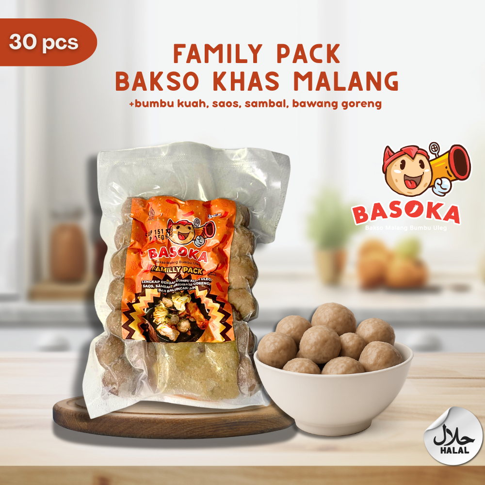 

Basoka Family Pack Bakso Daging Sapi Frozen Khas Malang + Bumbu Kuah Ulek + Balungan + Saos Sambal