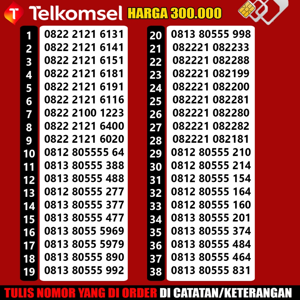 NOMOR CANTIK SIMPATI 8000 KARTU PERDANA TELKOMSEL PRABAYAR
