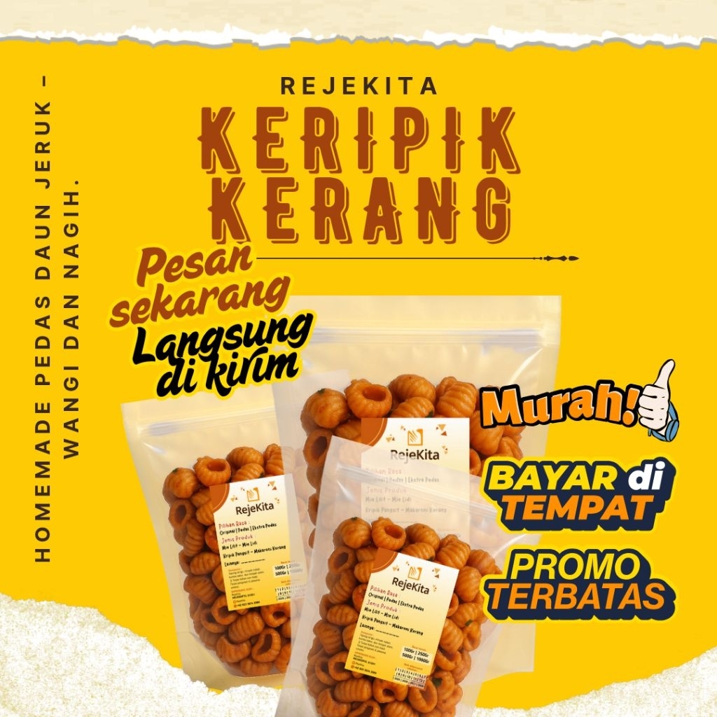 

Makaroni 1 Kg Kerang Pedas Daun Jeruk - RejeKita Snack & Food | Original, Pedas, Ekstra Pedas