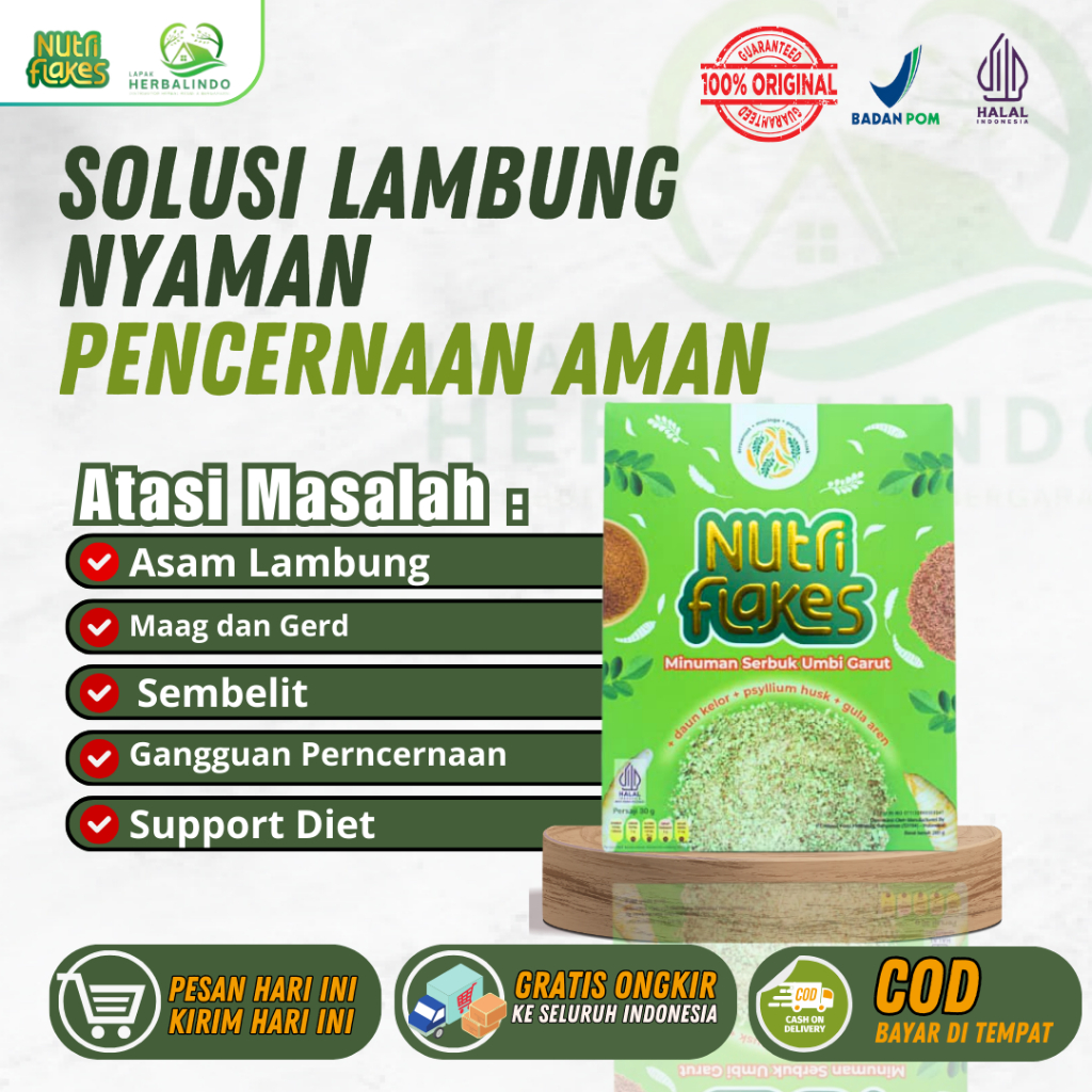 

Nutriflakes - 100% Atasi Asam Lambung, Gerd dan Maag Suplemen Makanan Diet Isi 280gr