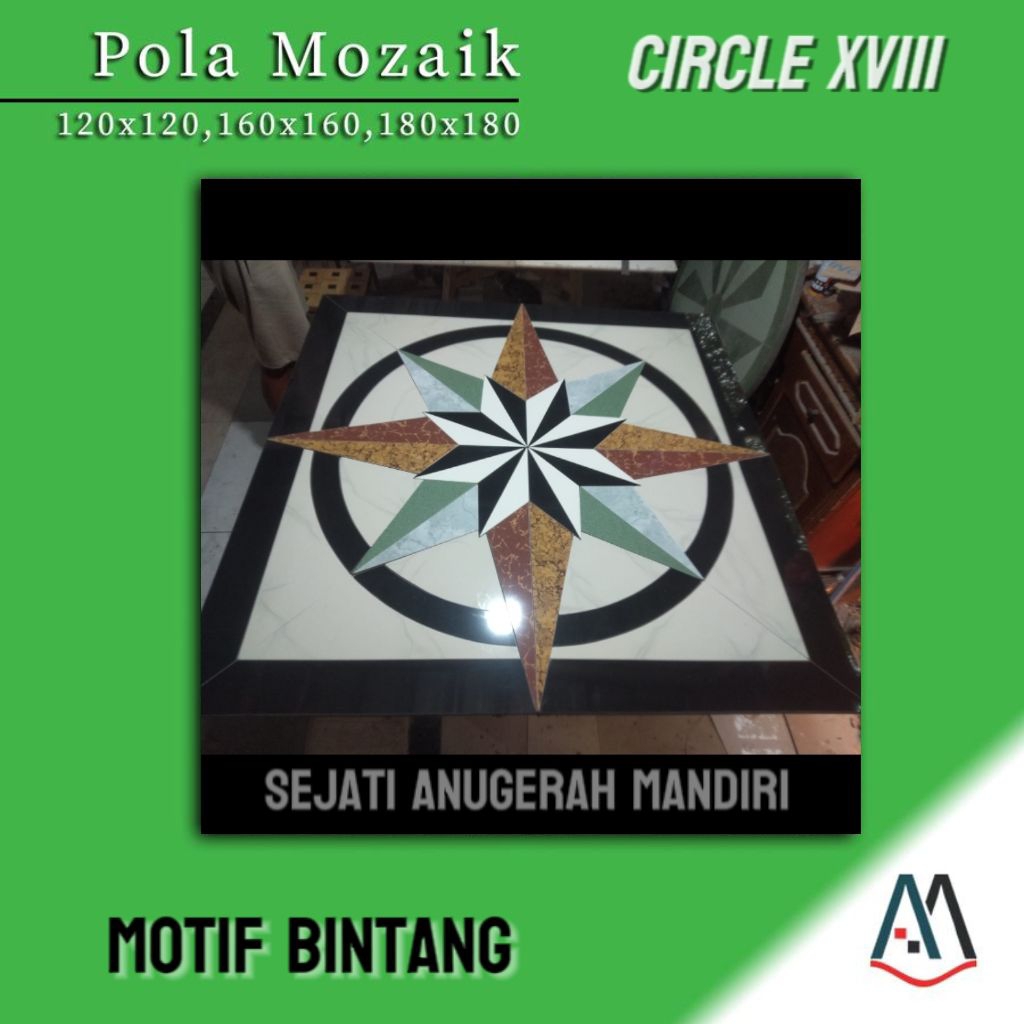 granit pola mozaik motif bintang ukuran 120x120 - circle XVIII