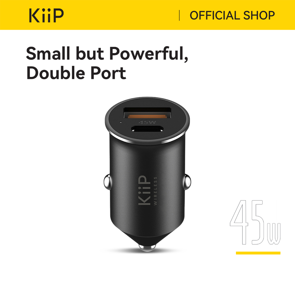 KiiP C8 Car Charger Mobil 45W Type-C+USB Fast Charging
