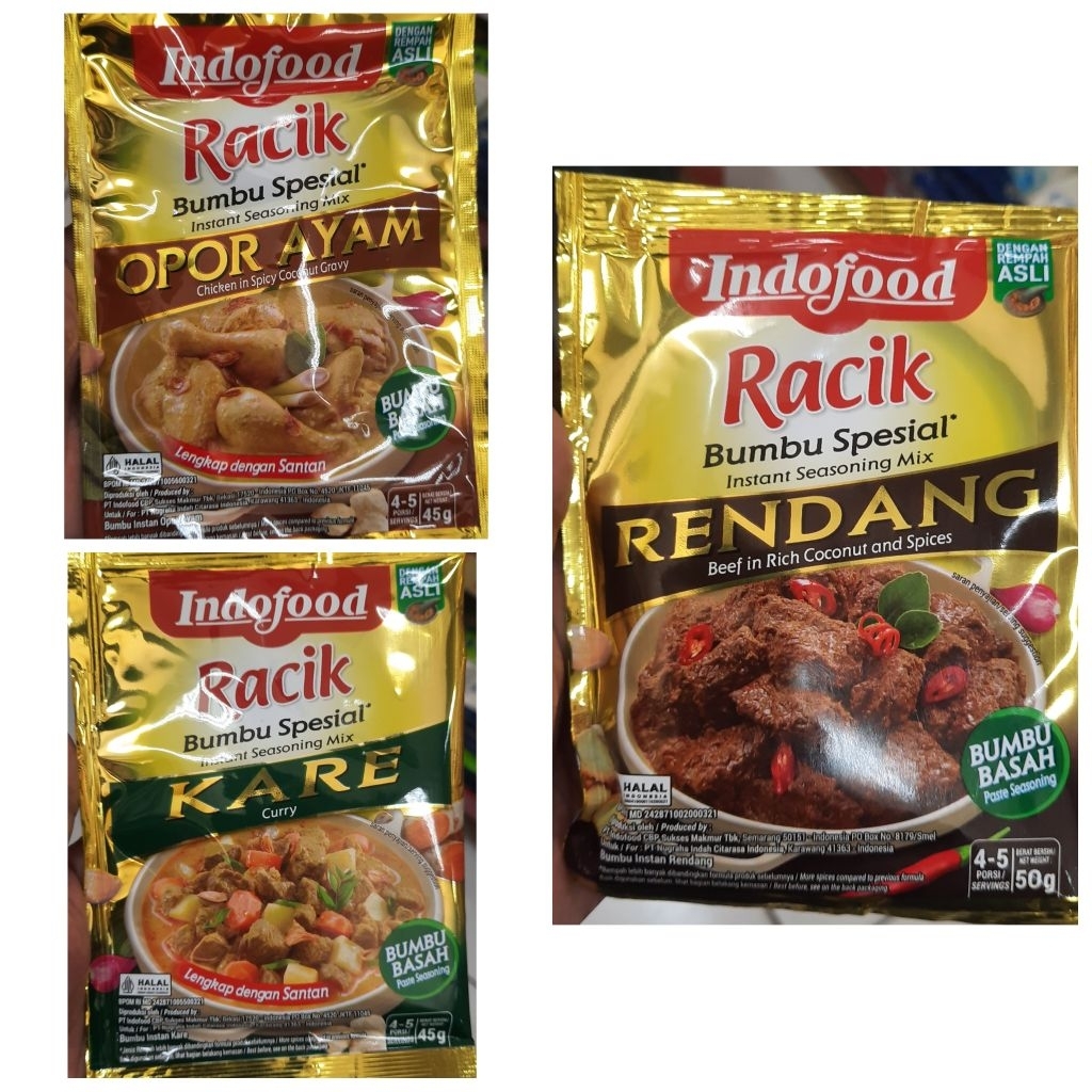 

Indofood Bumbu Racik Rendang/Opor/Kare/Semur/Soto/Rawon/Gulai