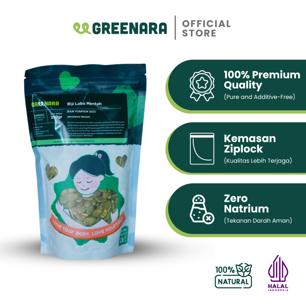

Greenara Natural Pumpkin Seed 250gr (Raw / Mentah)