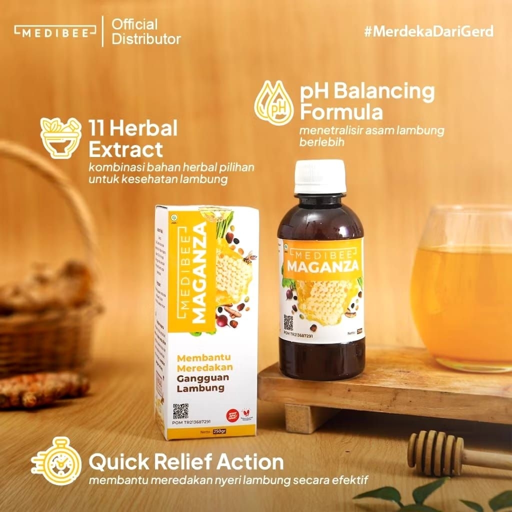 

Medibee Maganza - Madu Herbal Pencernaan Bantu Atasi Maag, Gerd, & Asam Lambung