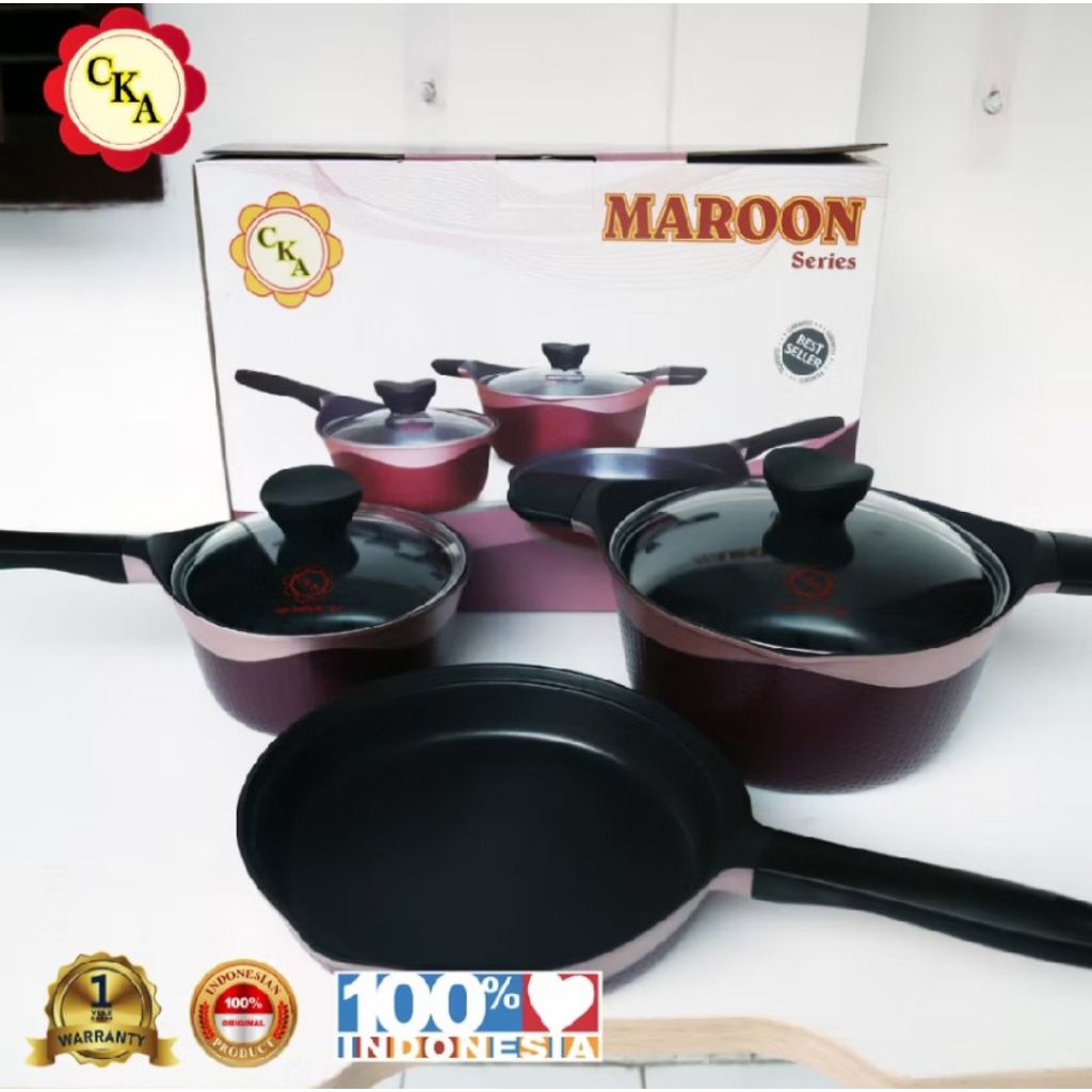 CKA Maroon Series Panci Set Anti Lengket