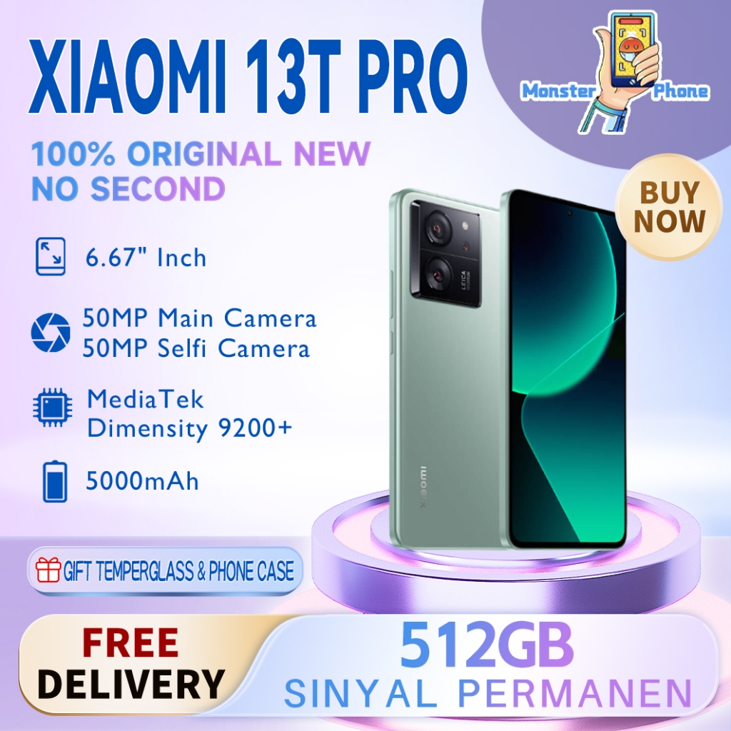 XIAOMI 13T Pro 5G Smartphone RAM 12/512GB Sinyal Permanen NEW ORIGINAL100% INTER Leica lens Hp GARAN
