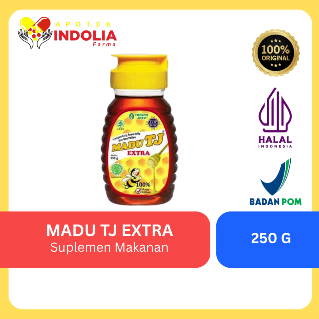 

Madu TJ Extra 250g – Madu Murni + Royal Jelly & Bee Pollen – Tingkatkan Imun