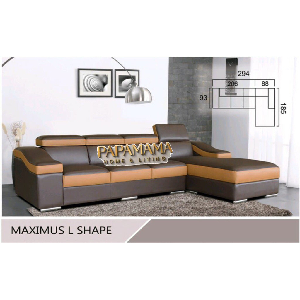 Sofa Tamu L MODIS Maximus Tipe Shape - Sofa Sudut Kulit - Sofa Tamu Mewah - Medan