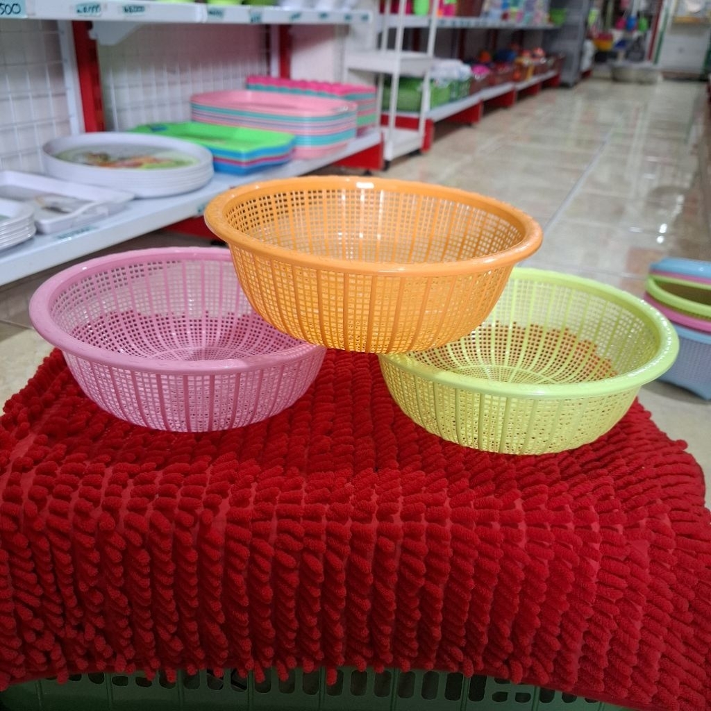 Bakul keranjang saringan sayur plastik kecil Baskom tiris plastik