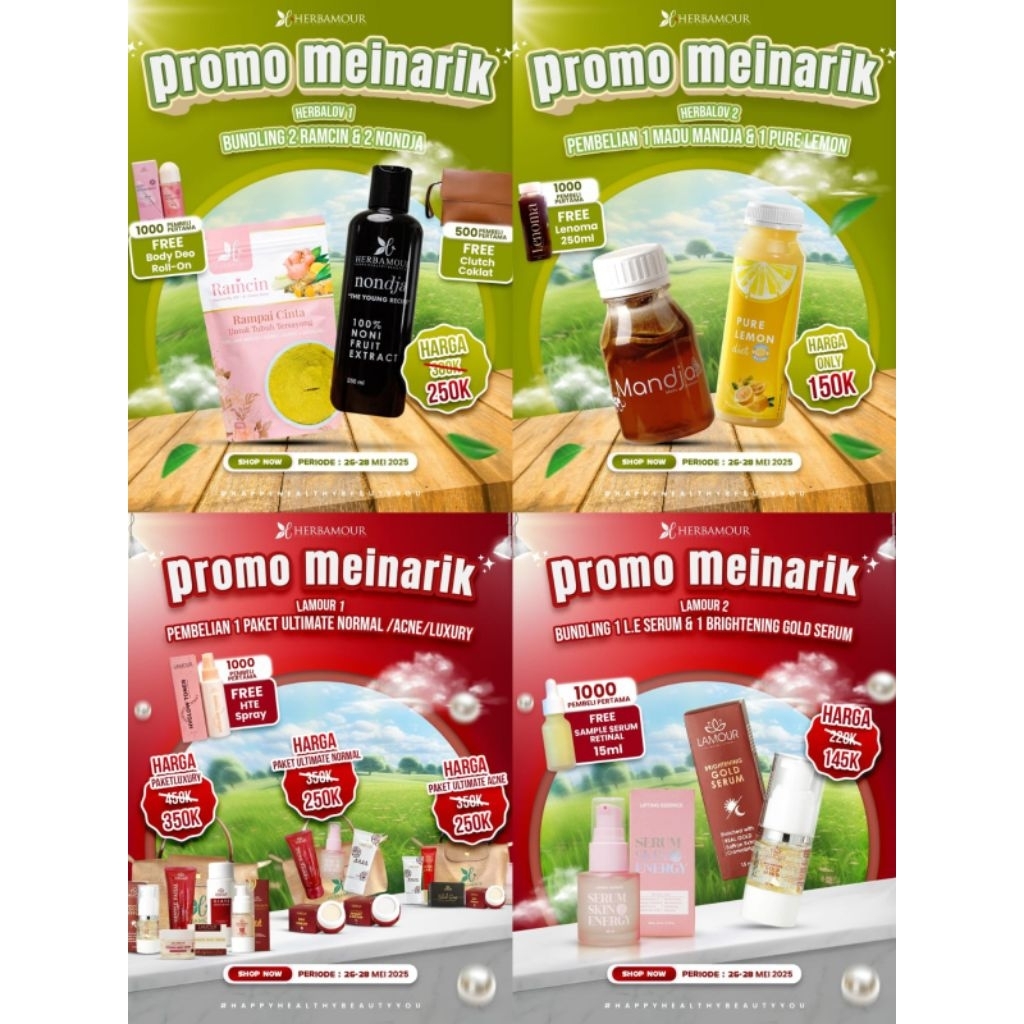 

PROMO PAYDAY 5.5 MEI HERBAMOUR DBH BUNDLING HERBALOV - MINUMAN KESEHATAN HERBAL RAMCIN MADU MANDJA PURE LEMON - PROMIL KESEHATAN - DIET BAHAGIA HERBALOV - -