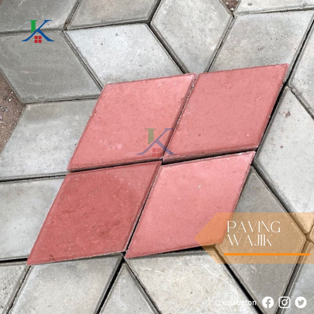 [Beton Kita] Paving Block Wajik Merah Bentuk Press Hidrolik Mutu Tinggi