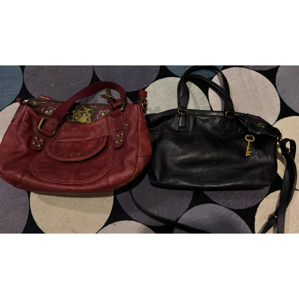 Preloved Tas Fossil Vintage Red Satchel