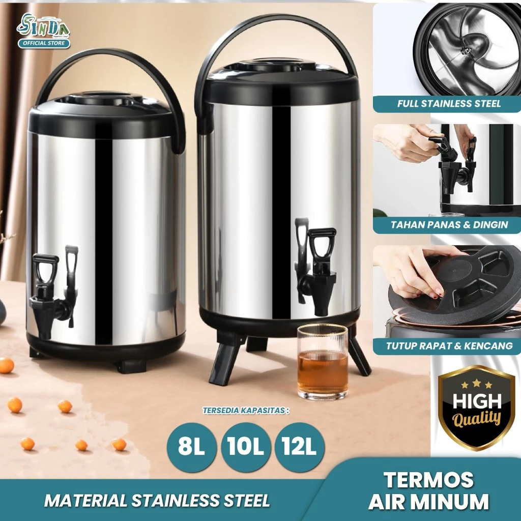 Sinda Termos Air Milk Tea Bucket Water 10 Liter Drink Jar Termos Stainless