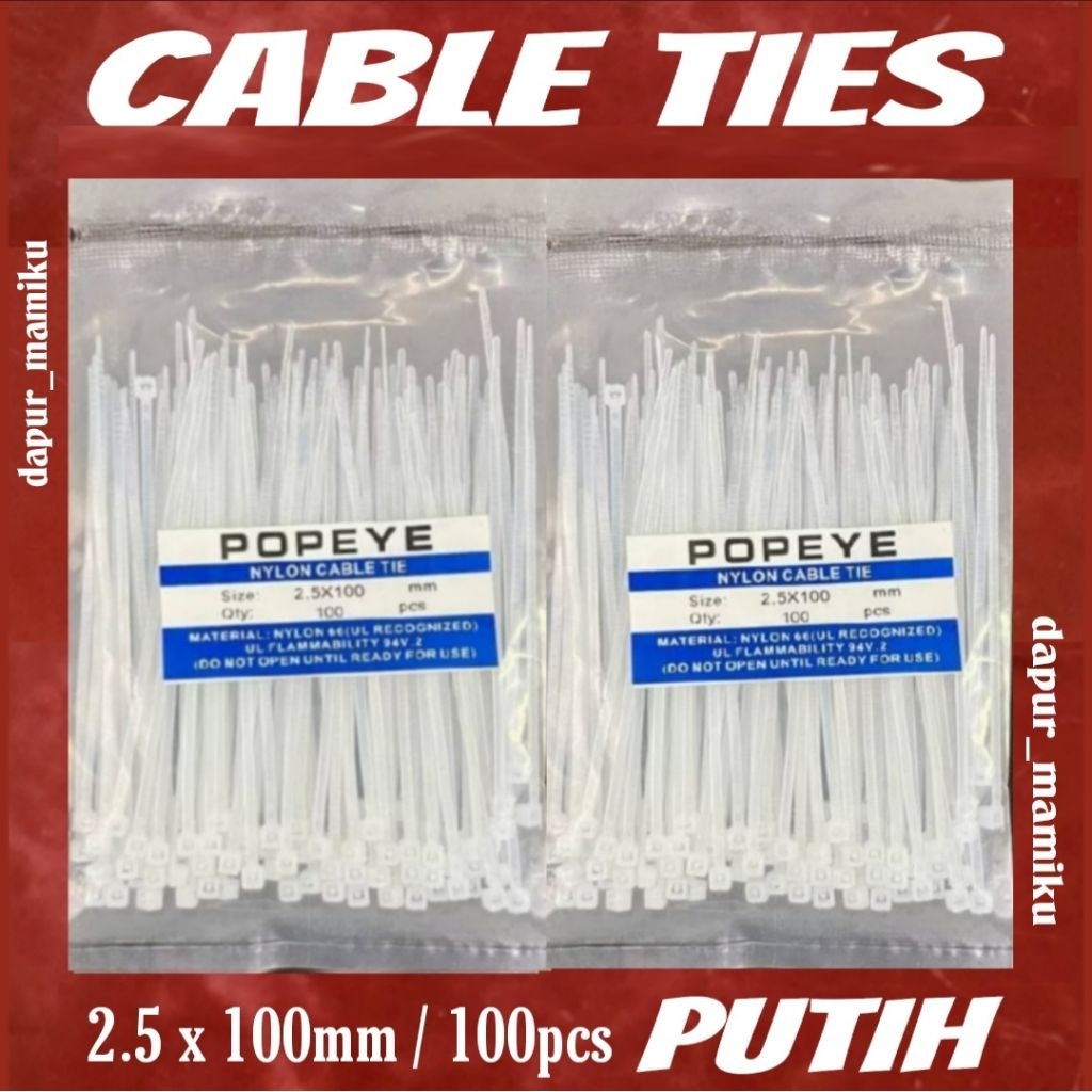 

DAPURMAMIKU Kabel Cable Ties Kabel Tis Tie Panjang 100mm 10cm 100 Pcs