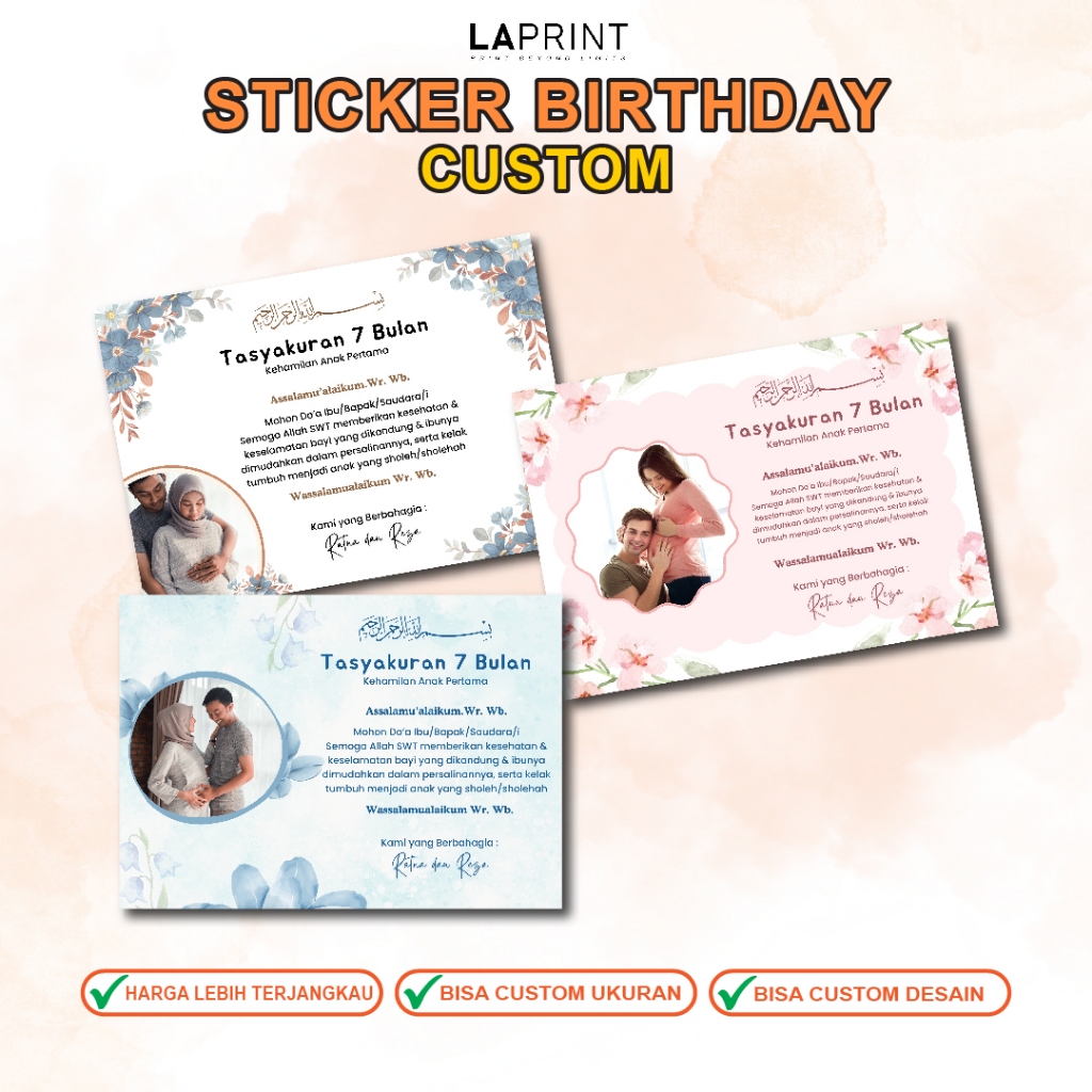 

Stiker Tasyakuran 4 Bulanan & 7 Bulanan Custom Nama - Gratis Desain