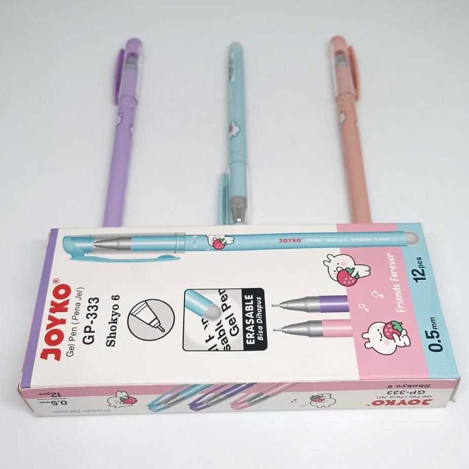 

Pulpen Gel Erasable Joyko GP-333 Shokyo 6 / Pena / Ballpoint / Alat Tulis / ATK