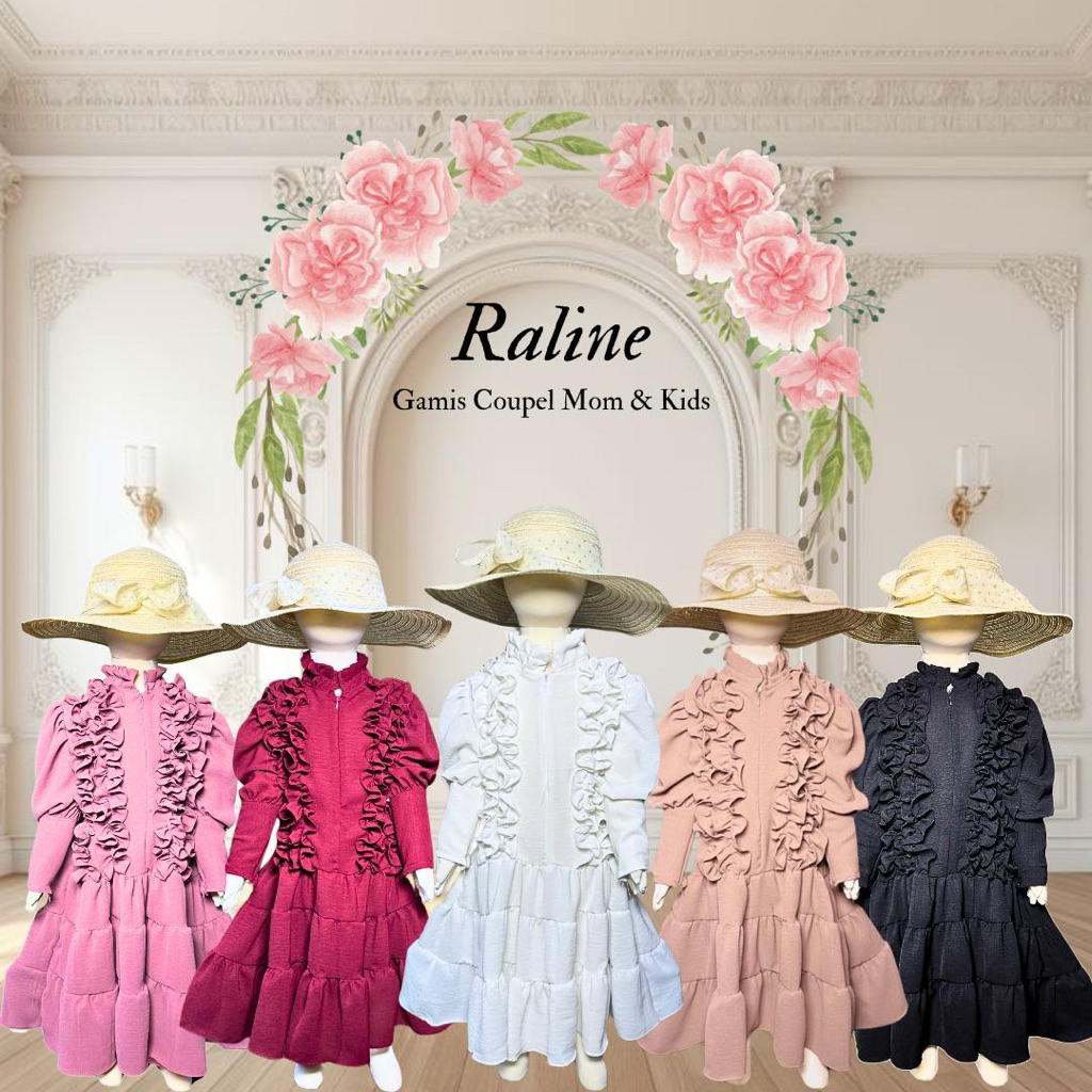 RALINE dress gamis couple mom and kids | gamis anak perempuan usia 1-12 tahun Baju muslim