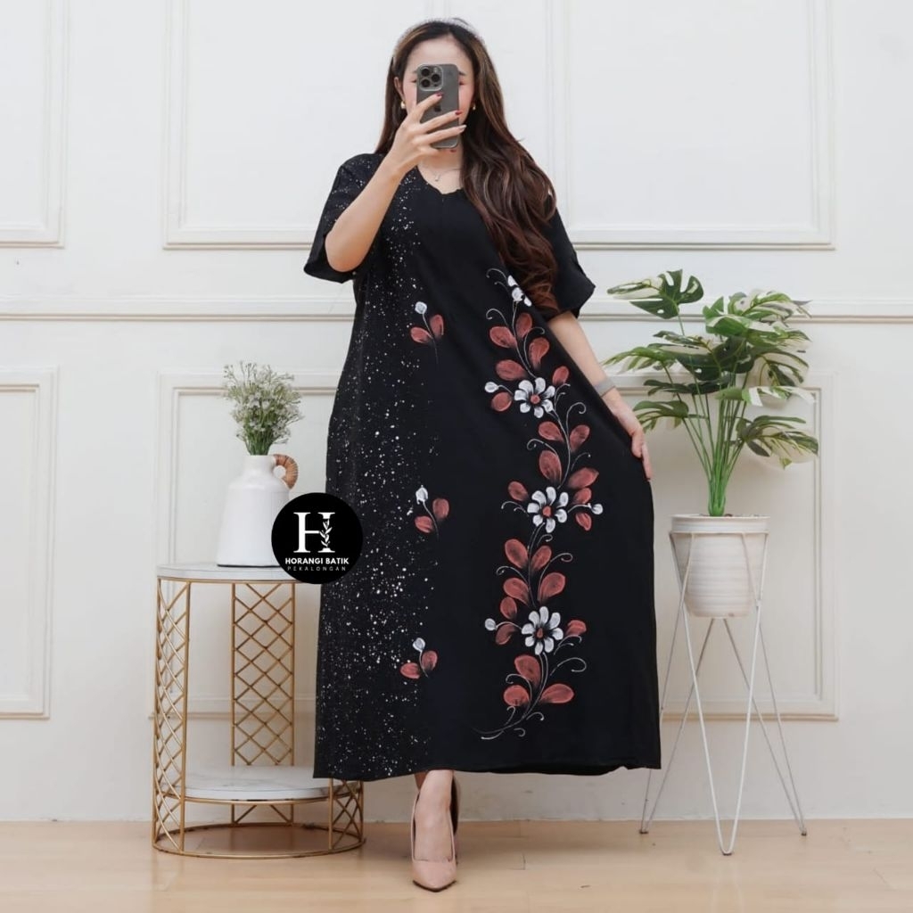 promo daster lukis manual daster twil ori rayon premium motif terbaru  model mayung busui sleting dp